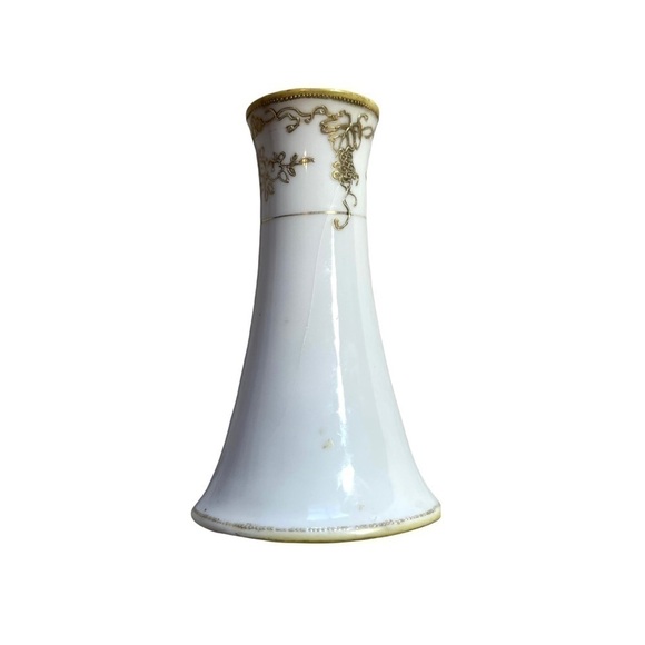 Vintage Antique Noritake Nippon Hand Painted Gold Candlestick Small Flower Vase - Picture 10 of 17